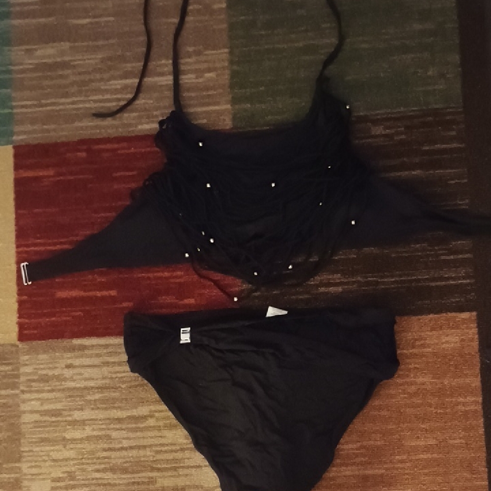 Black Fringe Bikini Set